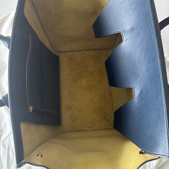 Celine Smooth Calfskin Bi-Color Tie Knot Tote Navy Blue/Yellow - Picture 12 of 12